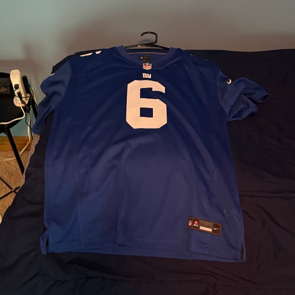 Men's Blue and White Sports Jersey